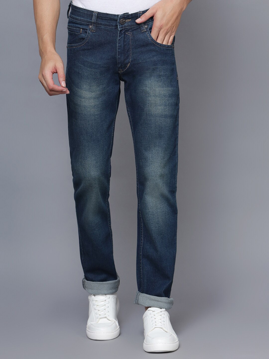 

Cantabil Men Mid-Rise Clean Look Light Fade Stretchable Jeans, Blue