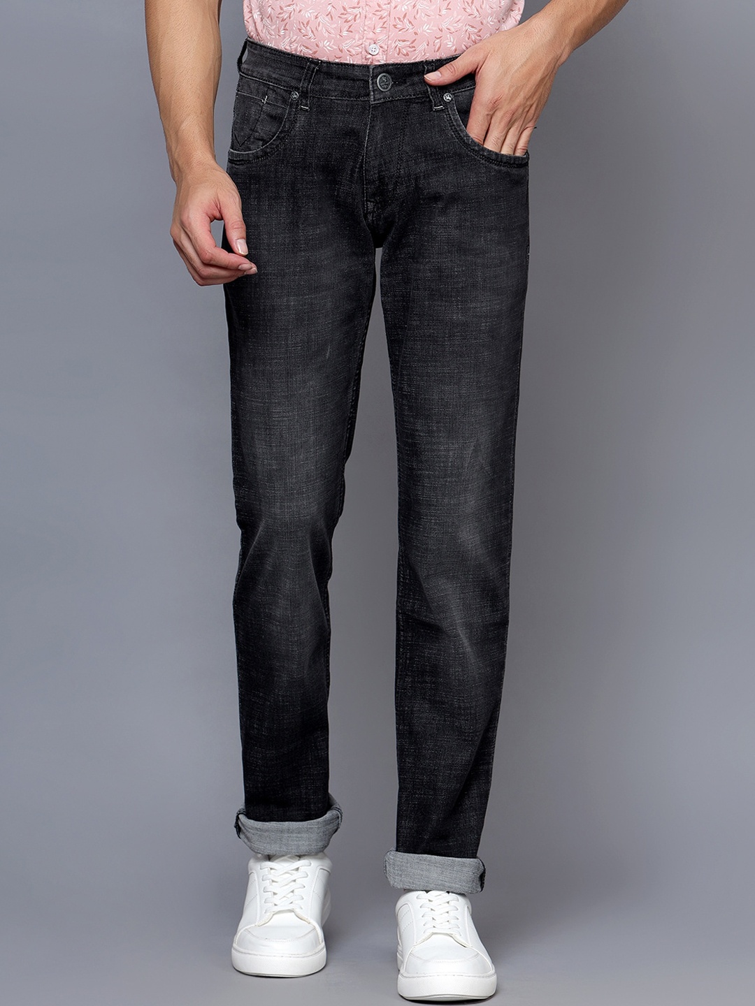 

Cantabil Men Light Fade Clean Look Stretchable Jeans, Black