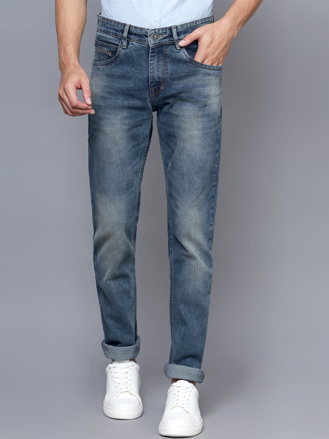 

Cantabil Men Clean Look Heavy Fade Stretchable Jeans, Blue