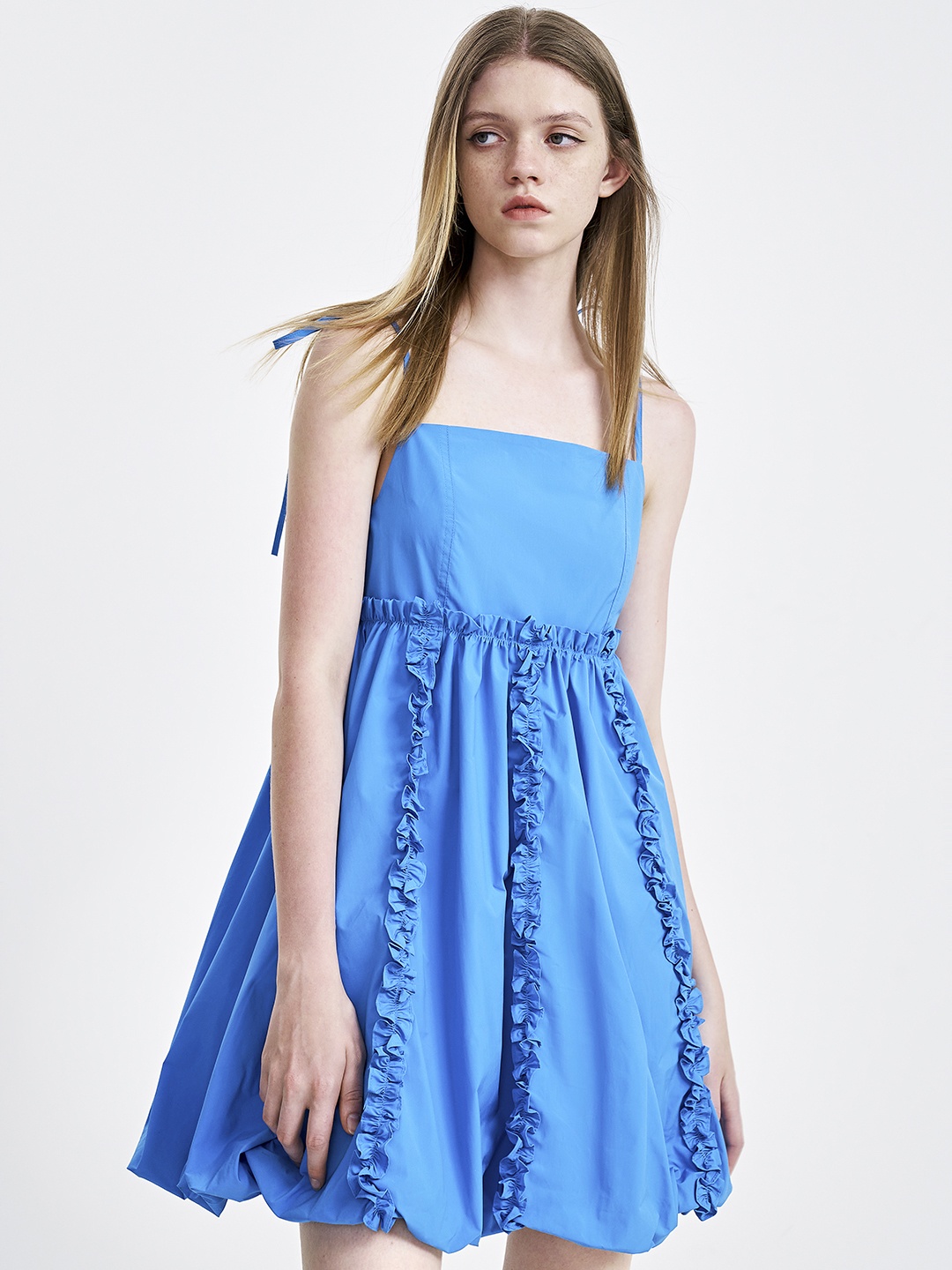 

Urban Revivo Ruffled A-Line Mini Dress, Blue