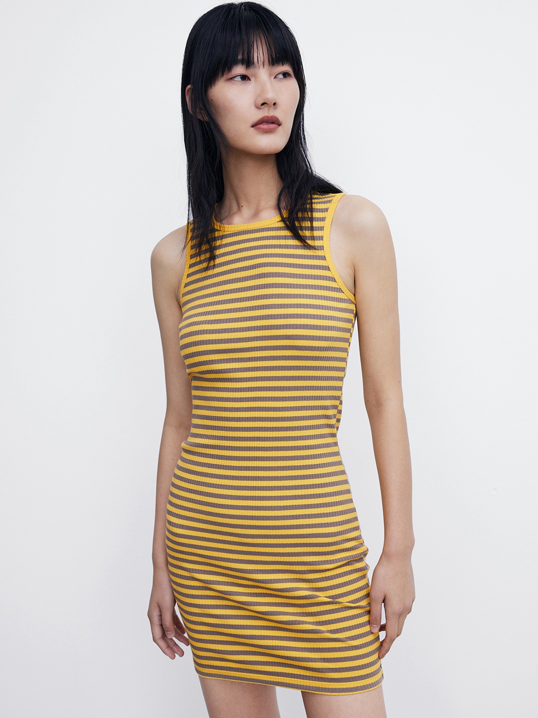 

Urban Revivo Striped Knitted Bodycon Dress, Yellow