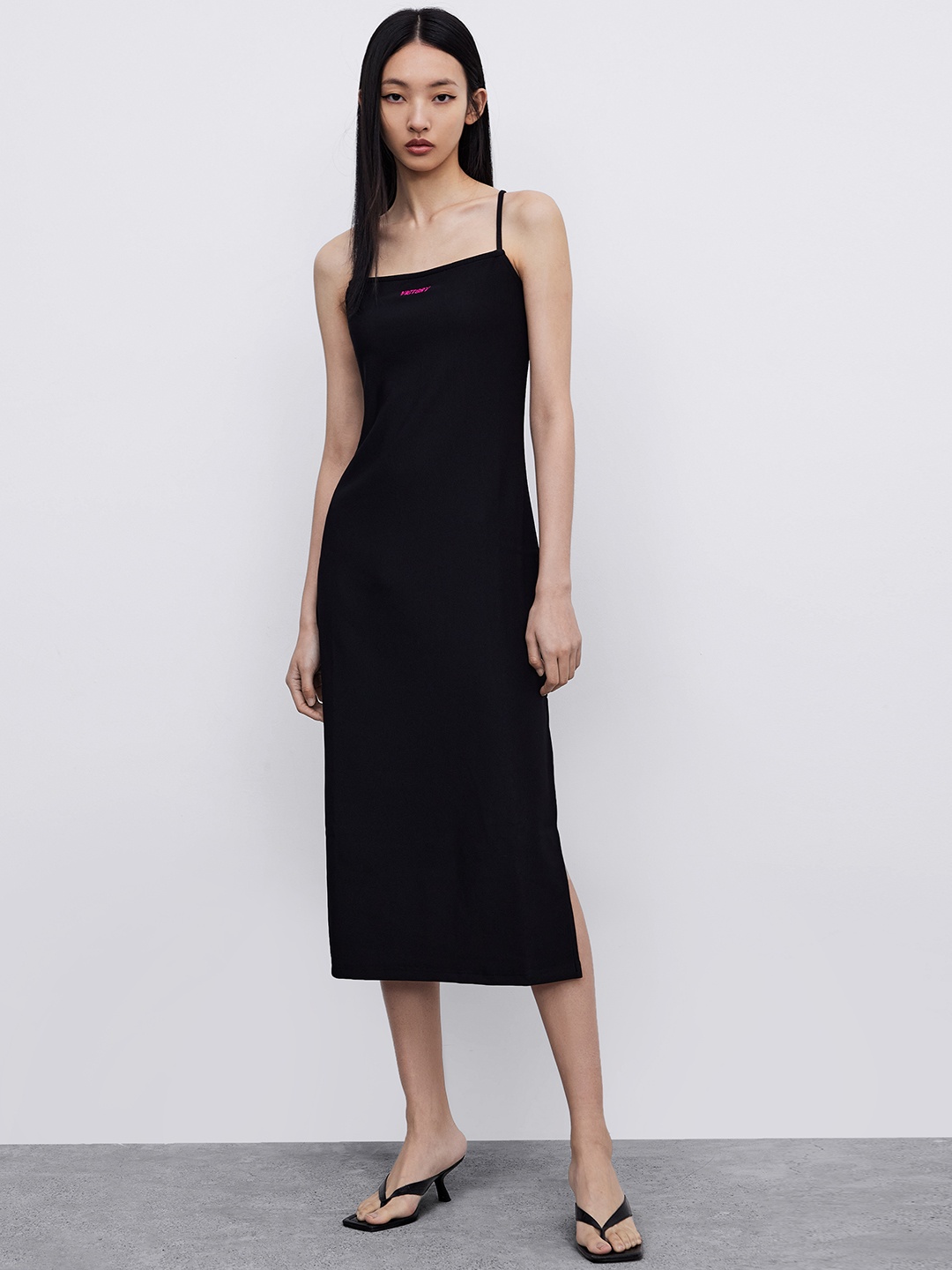 

Urban Revivo Ribbed Sheath Midi Dress, Black