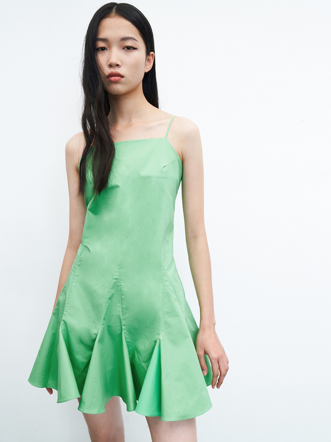 

Urban Revivo Pure Cotton Pleated Fit & Flare Mini Dress, Green