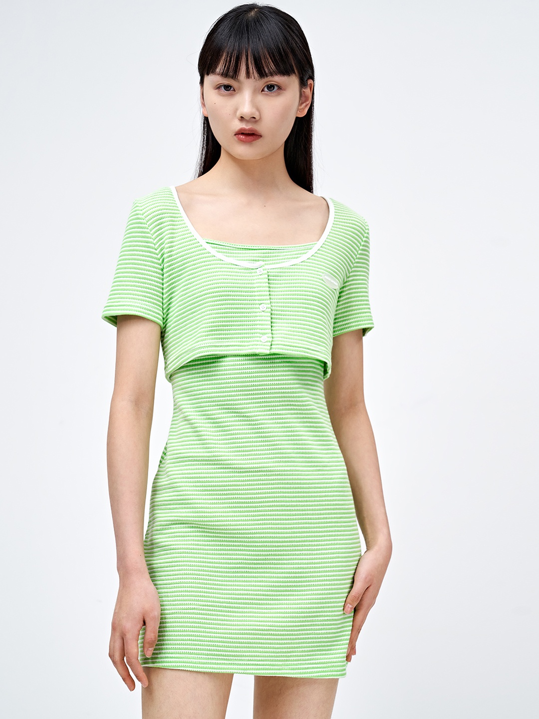 

Urban Revivo Striped Bodycon Mini Dress with Jacket, Green