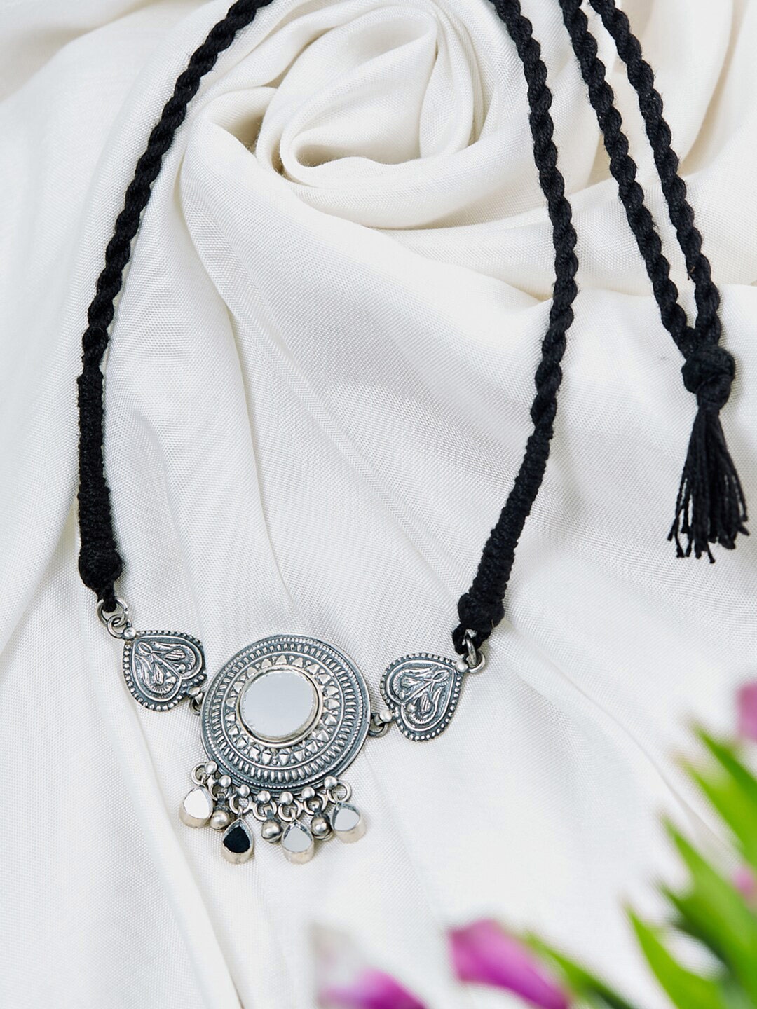 

Fabindia Sterling Silver Mirror Work Necklace