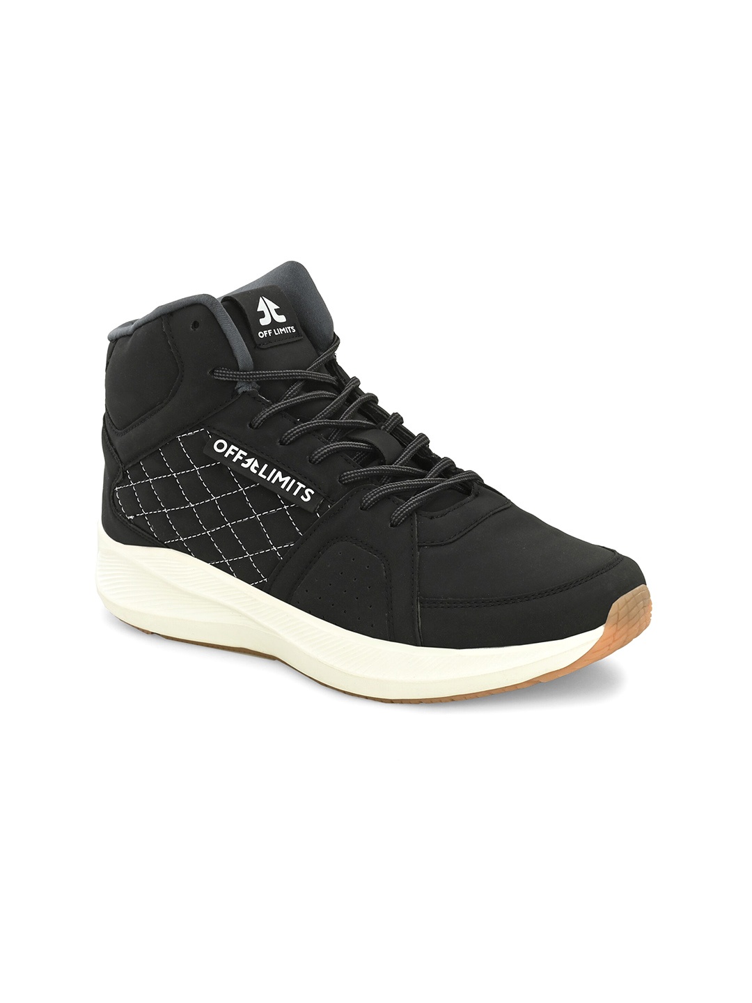 

OFF LIMITS Men Perforated High-Top Sneakers, Black