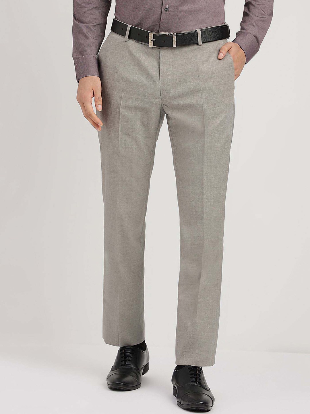 

Arrow Men Mid Rise Plain Formal Trousers, Grey