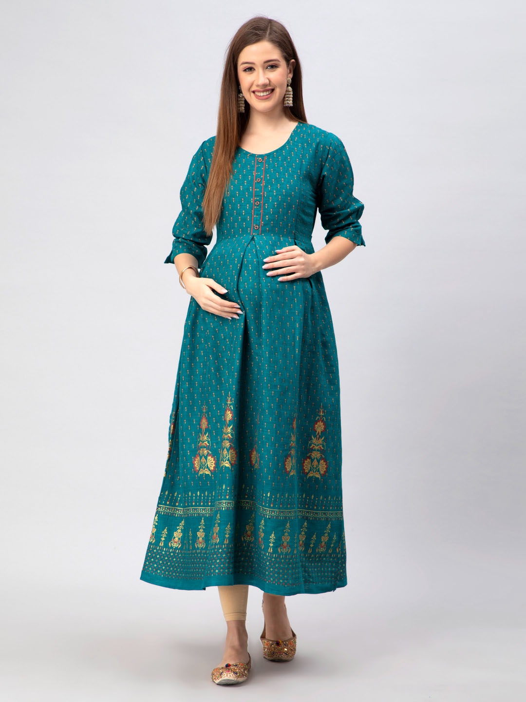 

CEE-18 Ethnic Motifs Printed Maternity Ethnic Dress, Blue