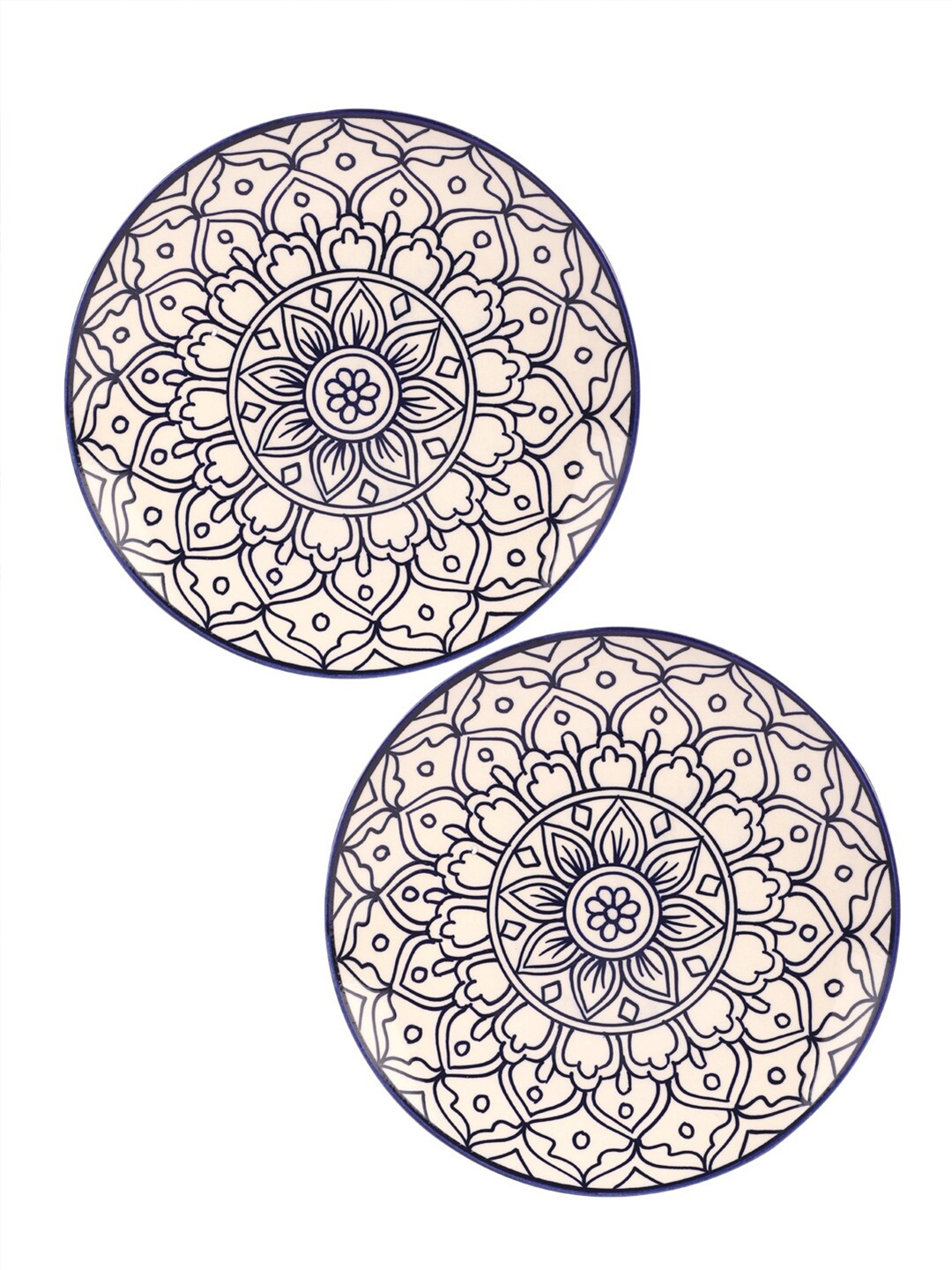 

VarEesha Mehraab Off White & Blue 4 Pieces Printed Ceramic Glossy Plates