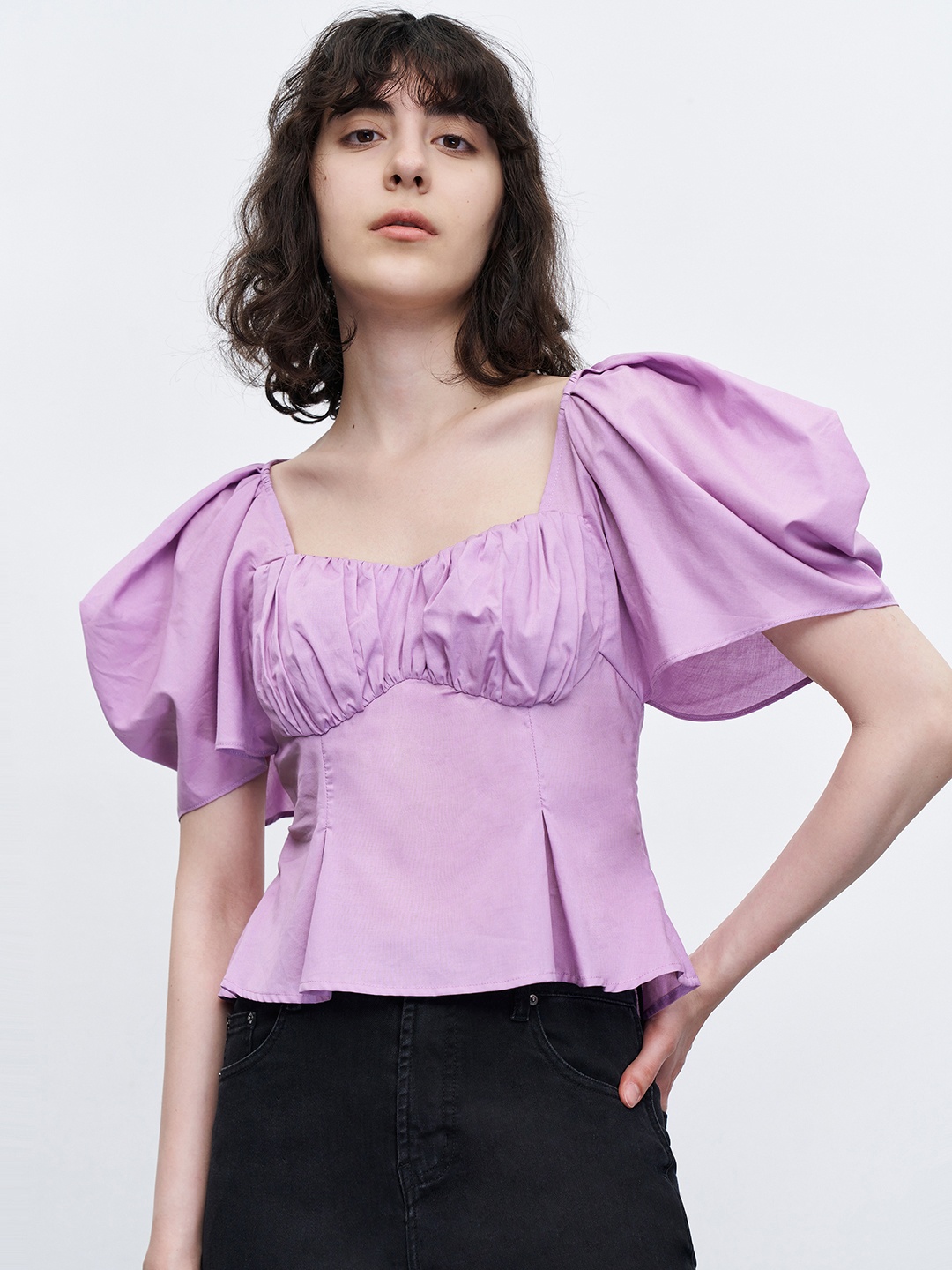 

Urban Revivo Bustier Sweetheart Neck Top, Lavender