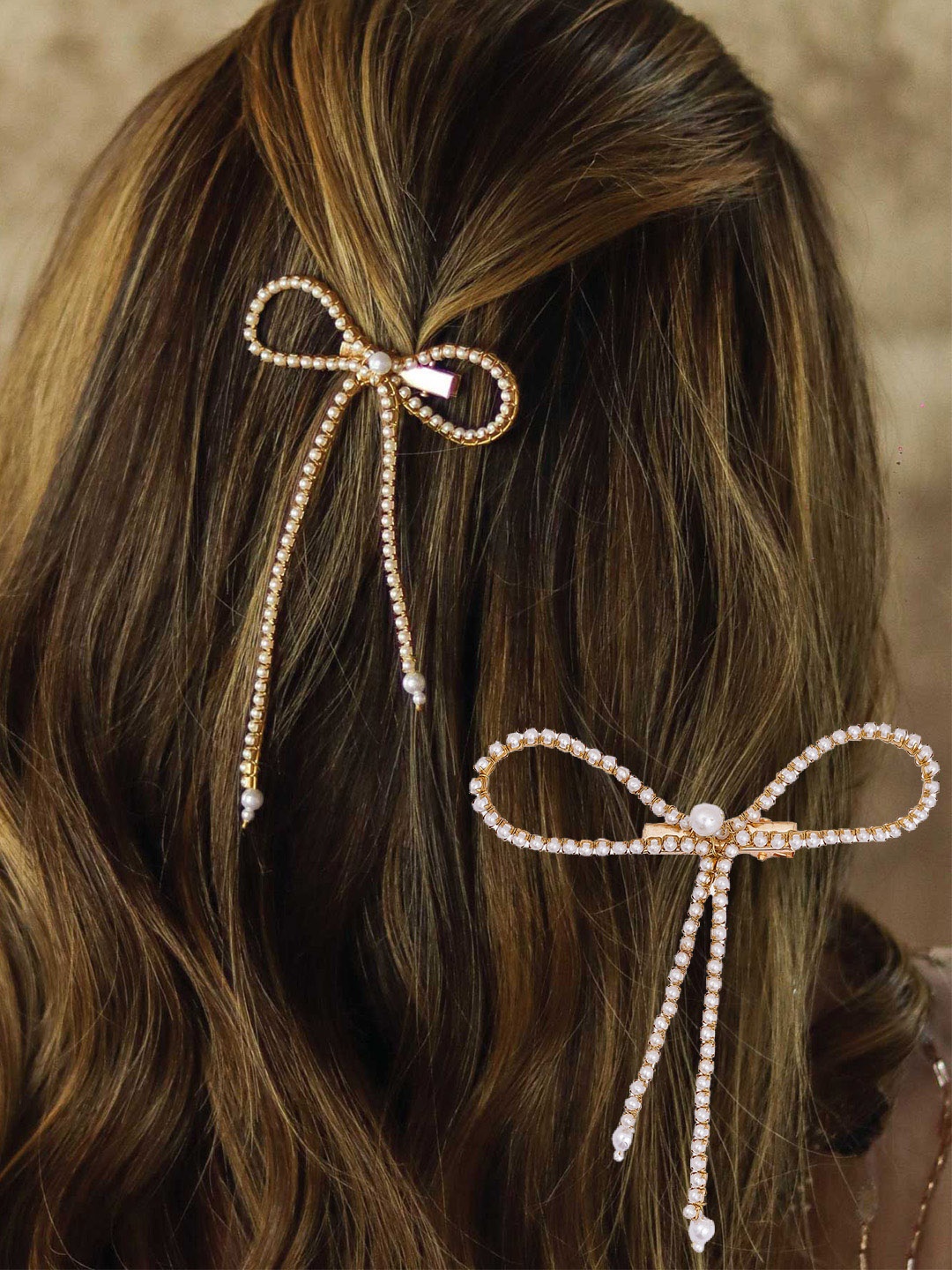 

HAIR DRAMA CO. Women Embellished Bow Alligator Hair Clip, Gold