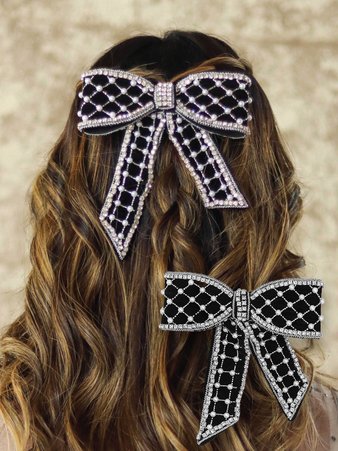 

HAIR DRAMA CO. Embellished French Bow Barrette, Black