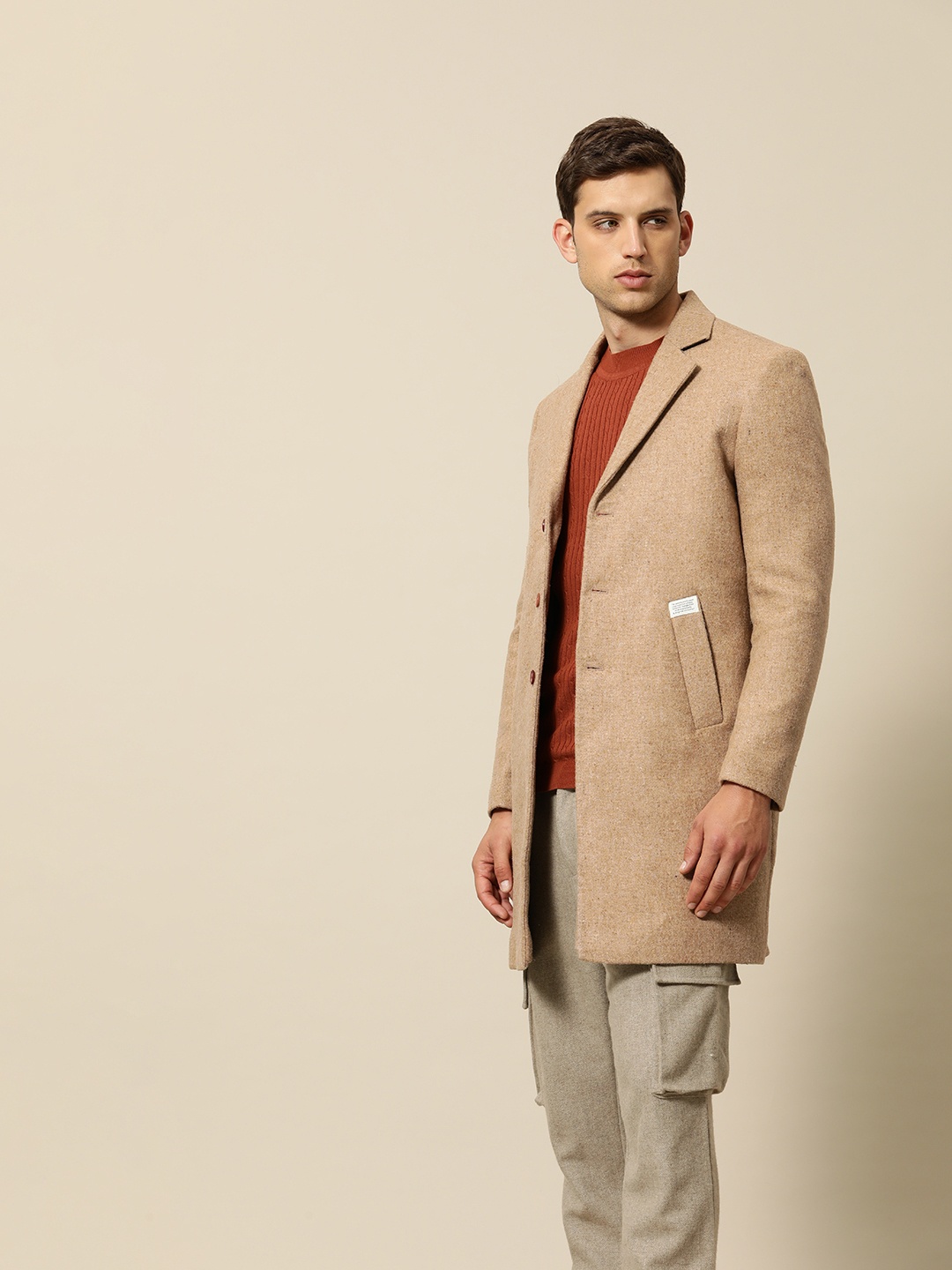 

Mr Bowerbird Solid Single-Breasted Overcoat, Beige