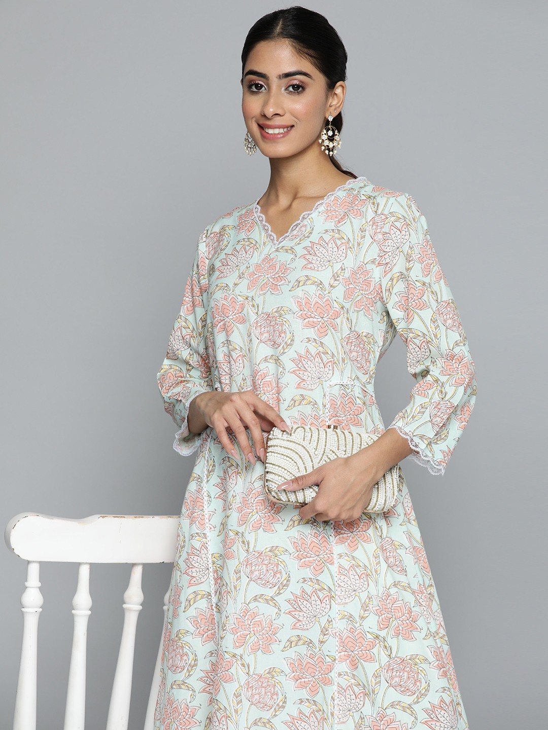 

HERE&NOW Women Ethnic Motifs Printed Kurta, Blue