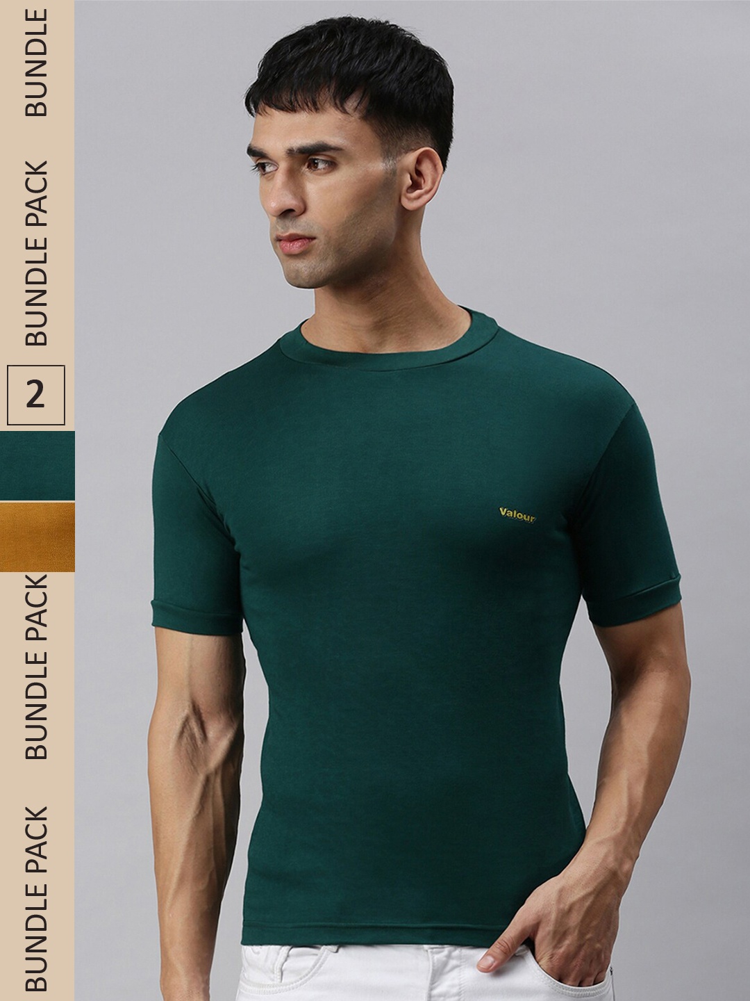

Lux Cozi Pack Of 2 Round Neck Absorbent Slim Fit T-shirt, Mustard