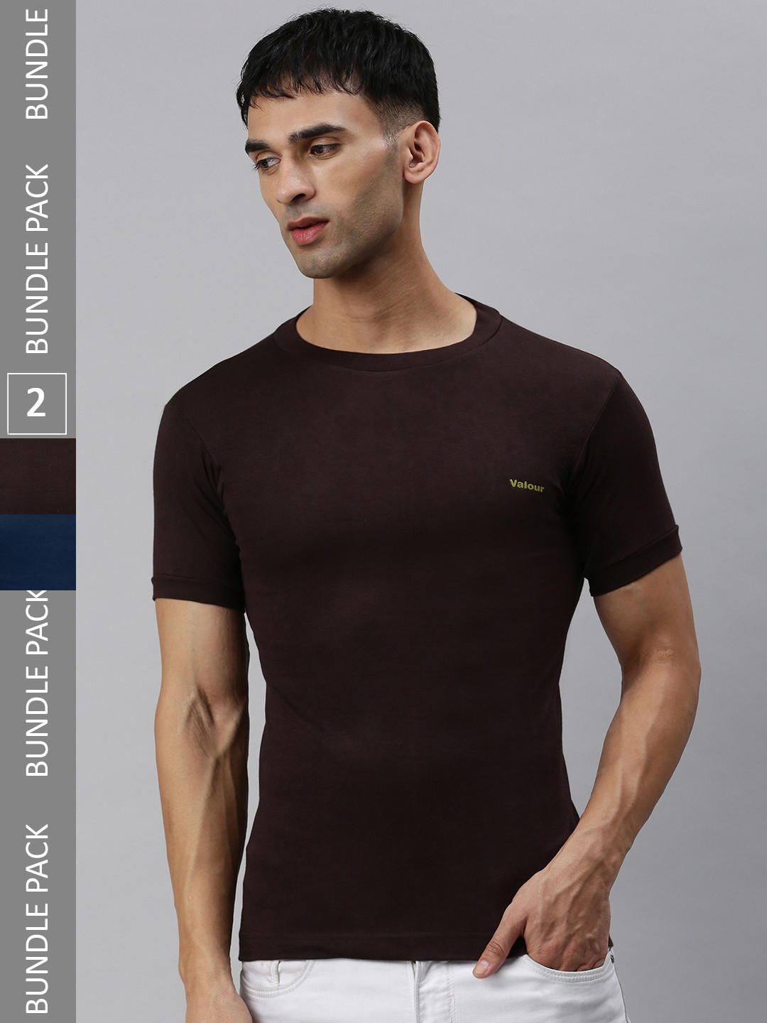 

Lux Cozi Pack Of 2 Slim Fit Knitted T-Shirts, Navy blue
