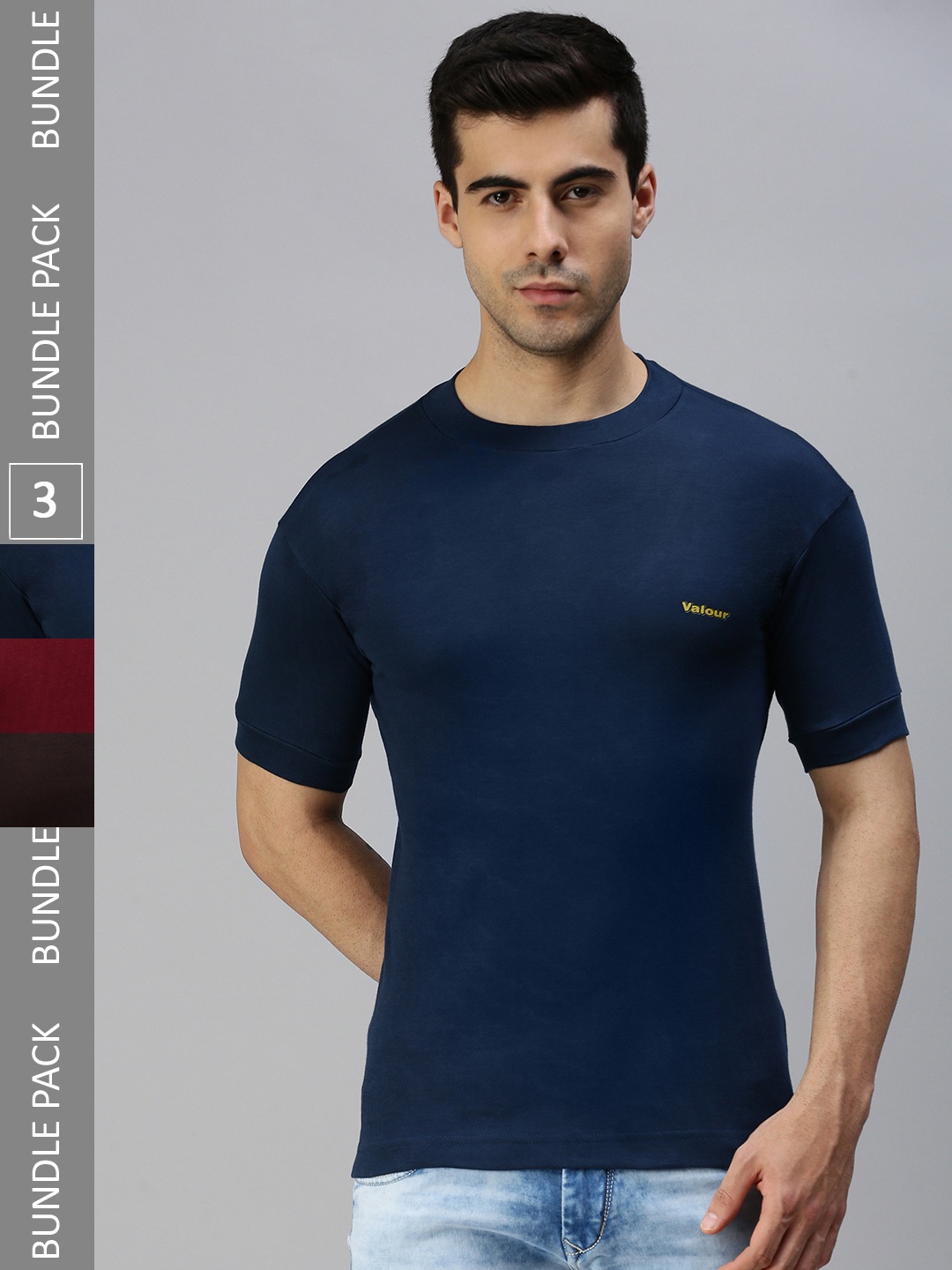 

Lux Cozi Pack Of 3 Slim Fit Cotton T-shirt, Navy blue