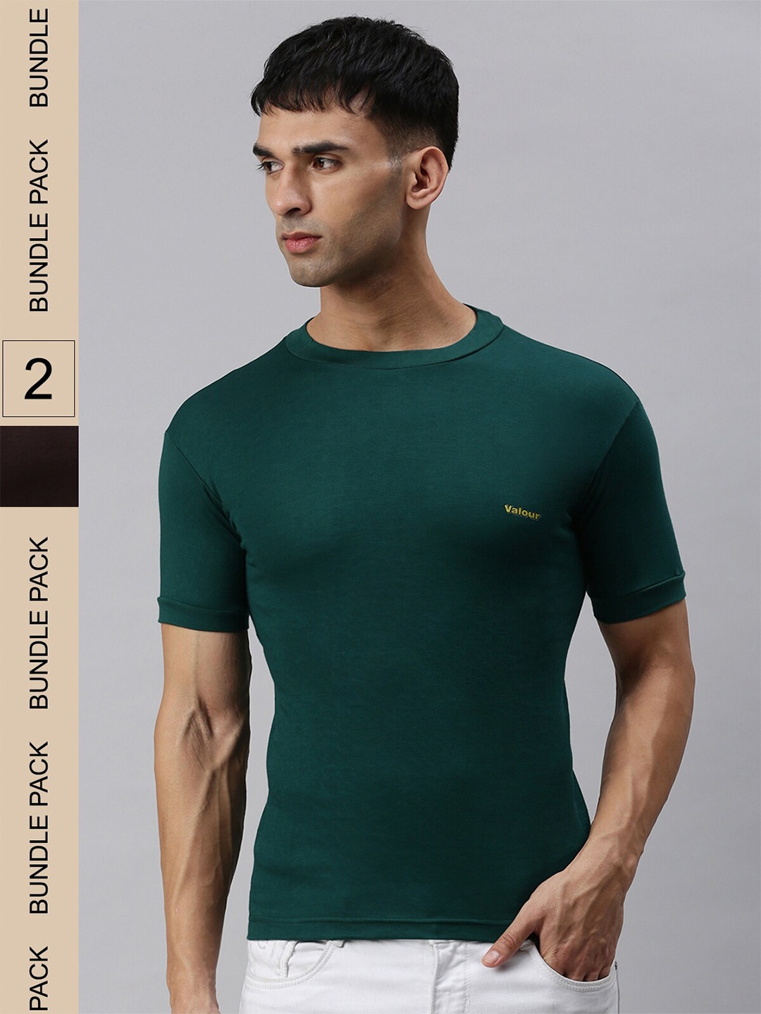 

Lux Cozi Pack Of 2 Round Neck Absorbent Slim Fit T-shirt, Green