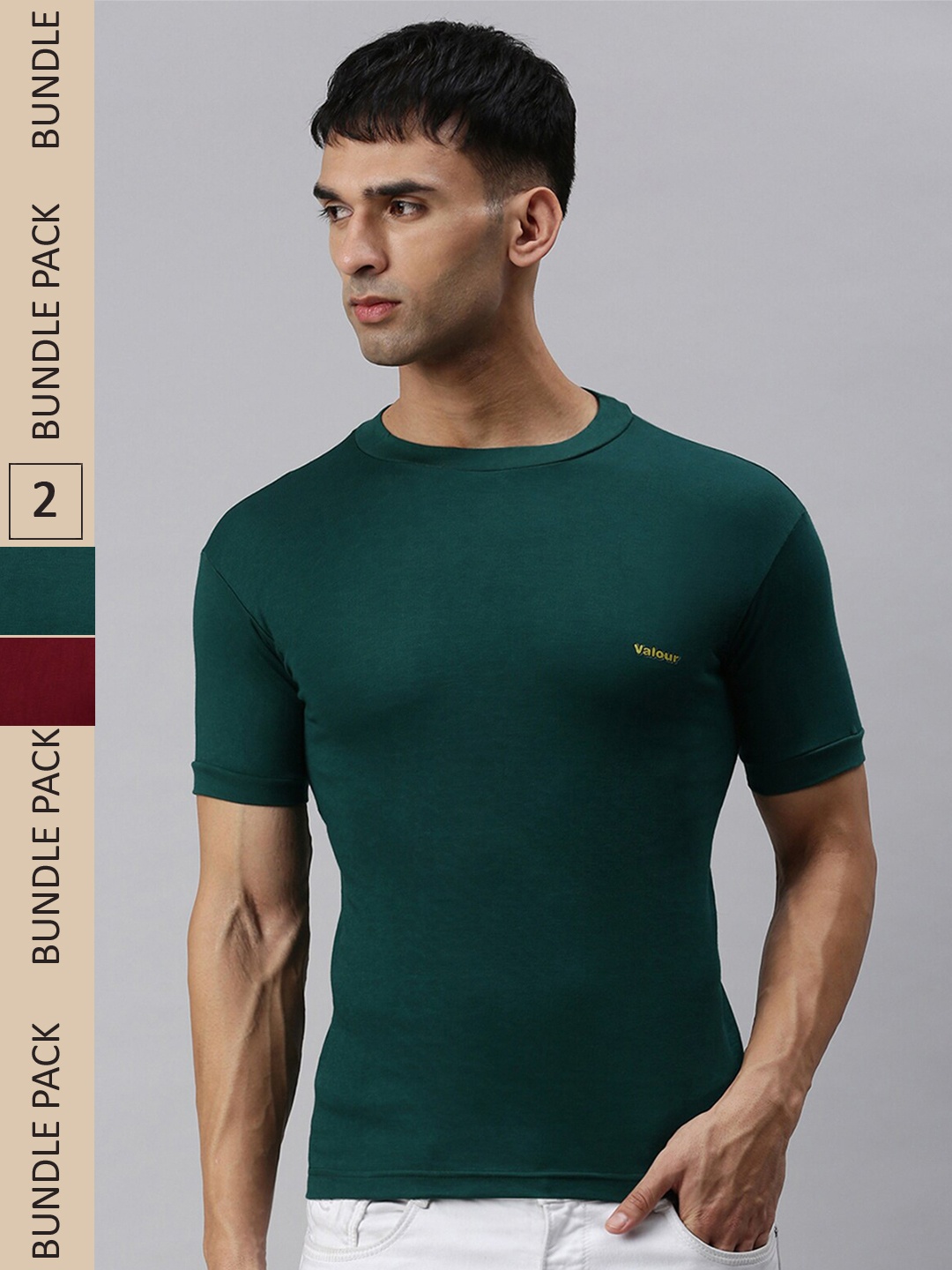 

Lux Cozi Pack Of 2 Round Neck Absorbent Slim Fit T-shirt, Green