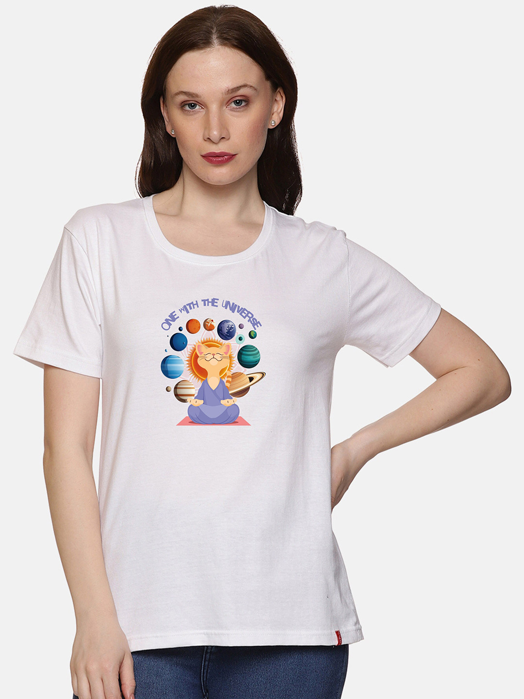 

NOT YET by us Graphic Printed Round Neck Cotton T-shirt, White