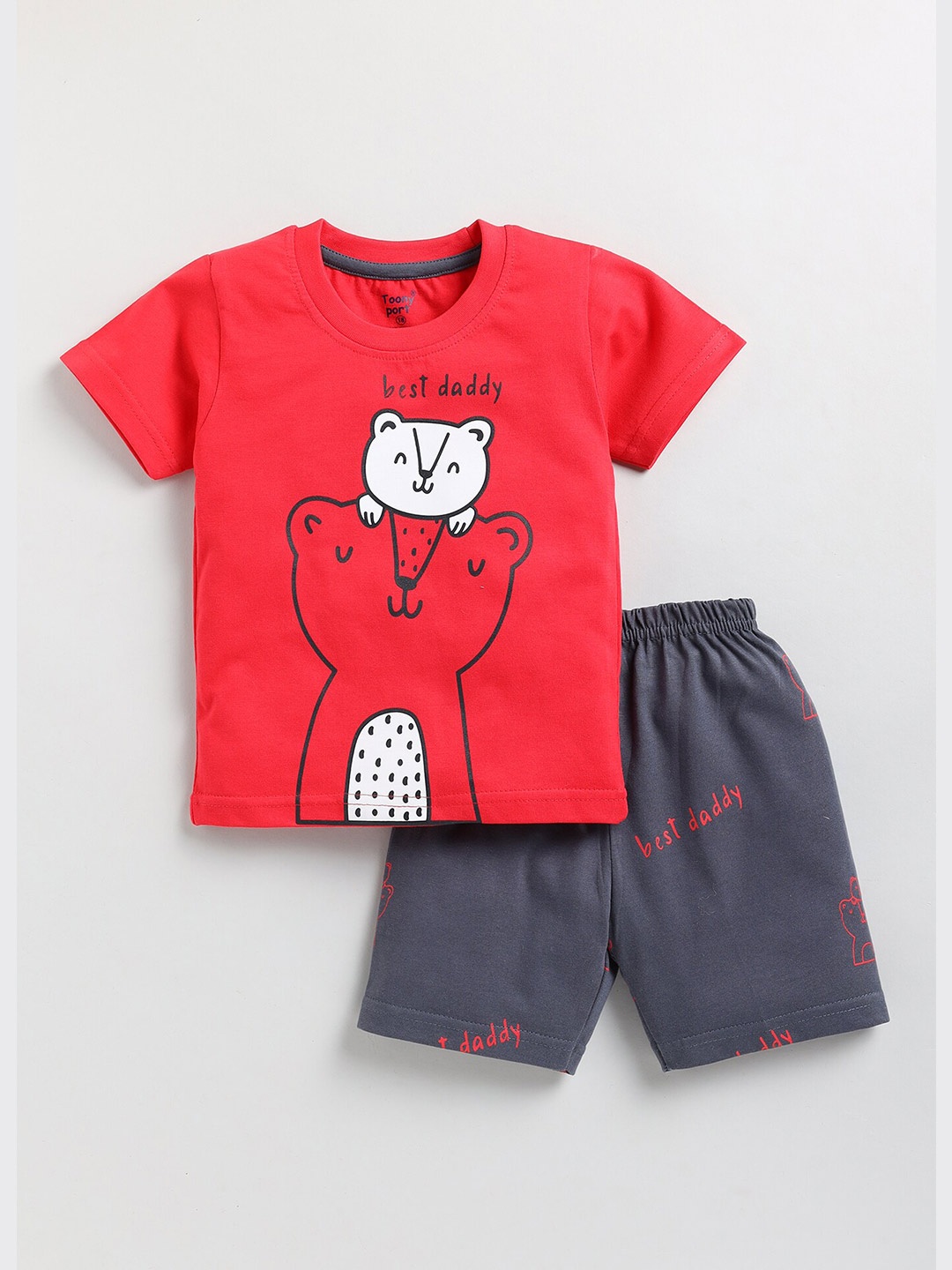 

Toonyport Boys Printed Pure Cotton T-shirt with Shorts Clothing Set, Red