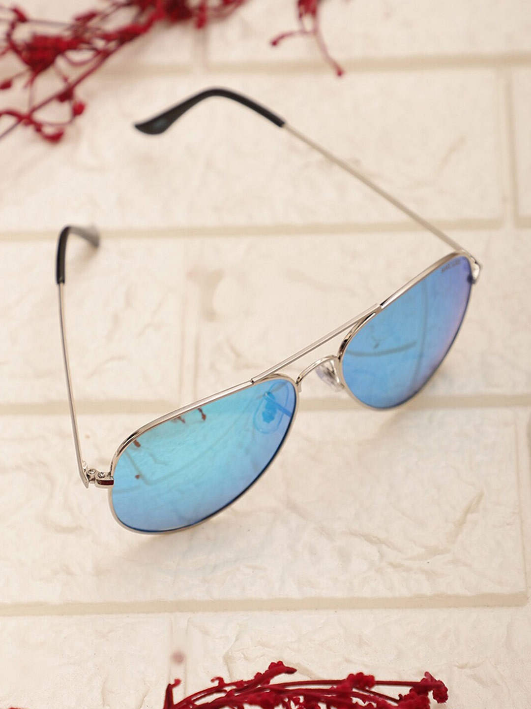 

MARC LOUIS Aviator Sunglasses with UV Protected Lens- ML 3025E SILVER BLUE MIRROR SG
