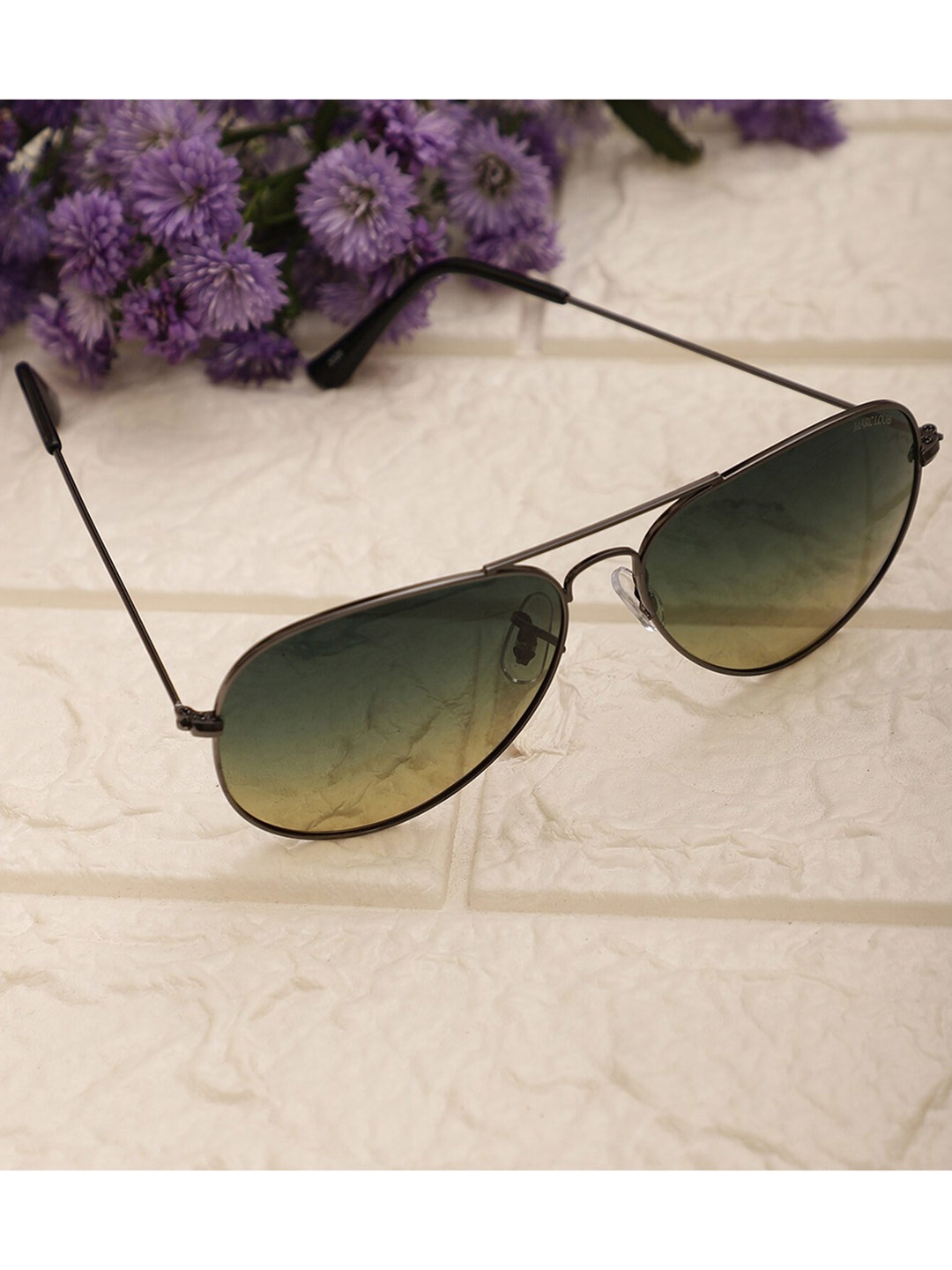 

MARC LOUIS Aviator Sunglasses with UV Protected Lens- ML 3026 GUNMETAL GREEN GRADIANT, Grey