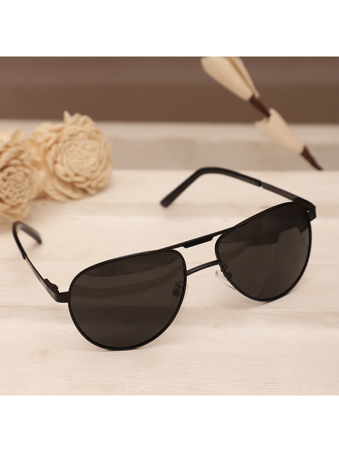 

MARC LOUIS Aviator Sunglasses with UV Protected Lens, Black