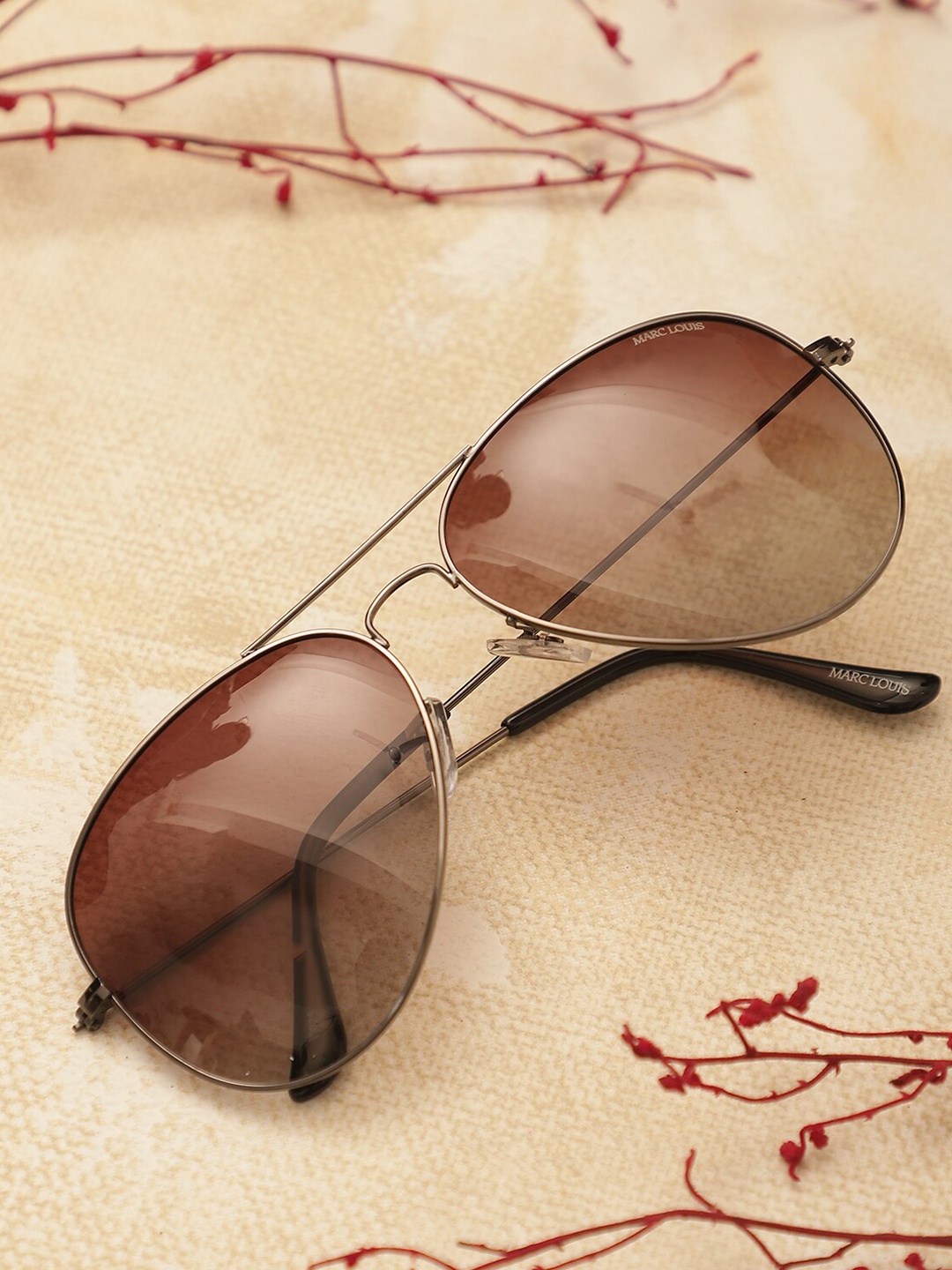 

MARC LOUIS Aviator Sunglasses With Polarised % UV Protected Lens ML 3026, Brown