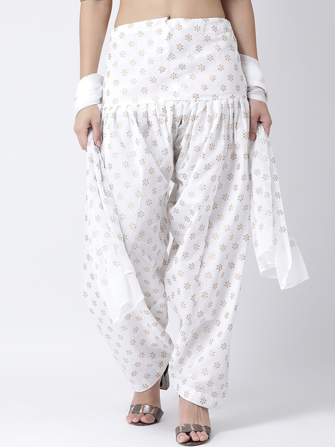 

Charitra Floral Printed Cotton Loose-Fit Salwar and Dupatta, White