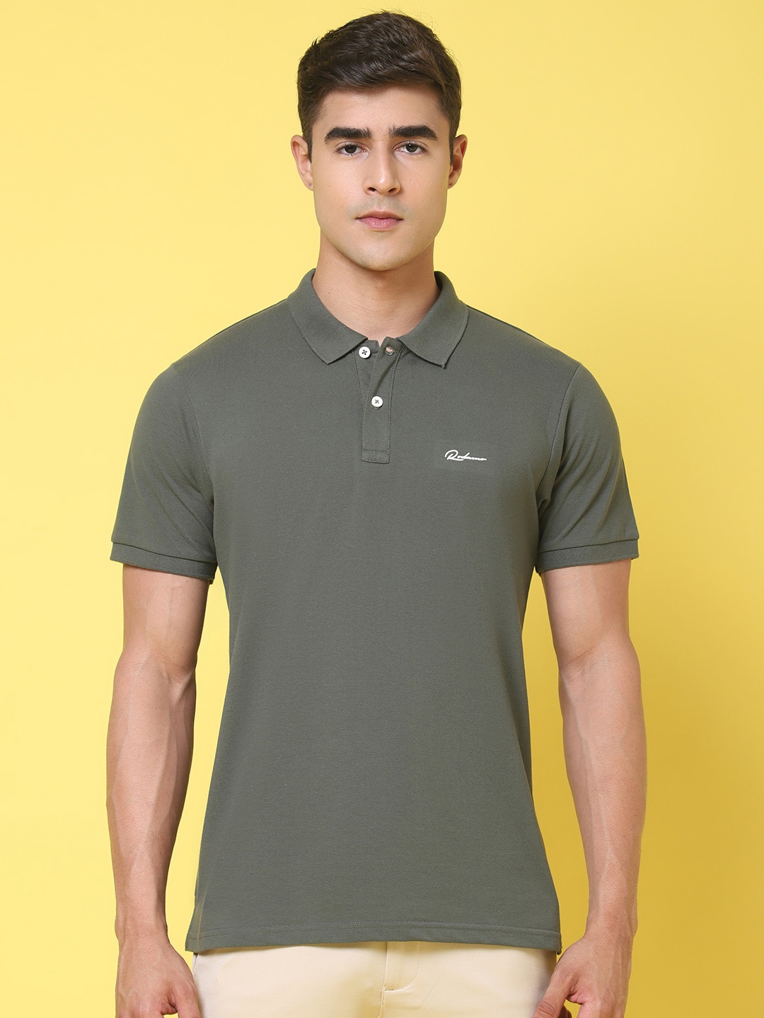 

Rodamo Polo Collar Cotton Slim Fit T-shirt, Olive