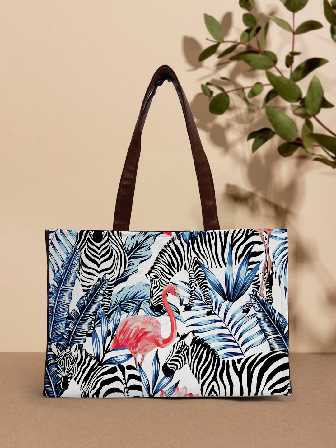 

Crazy Corner Printed Structured Tote Bag, White