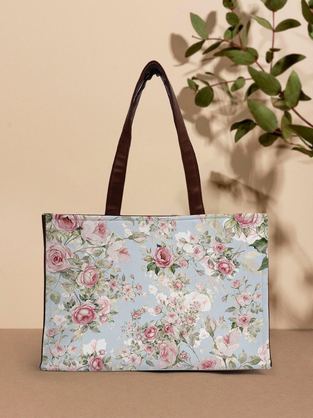 

Crazy Corner Floral Printed Structured Tote Bag, Blue