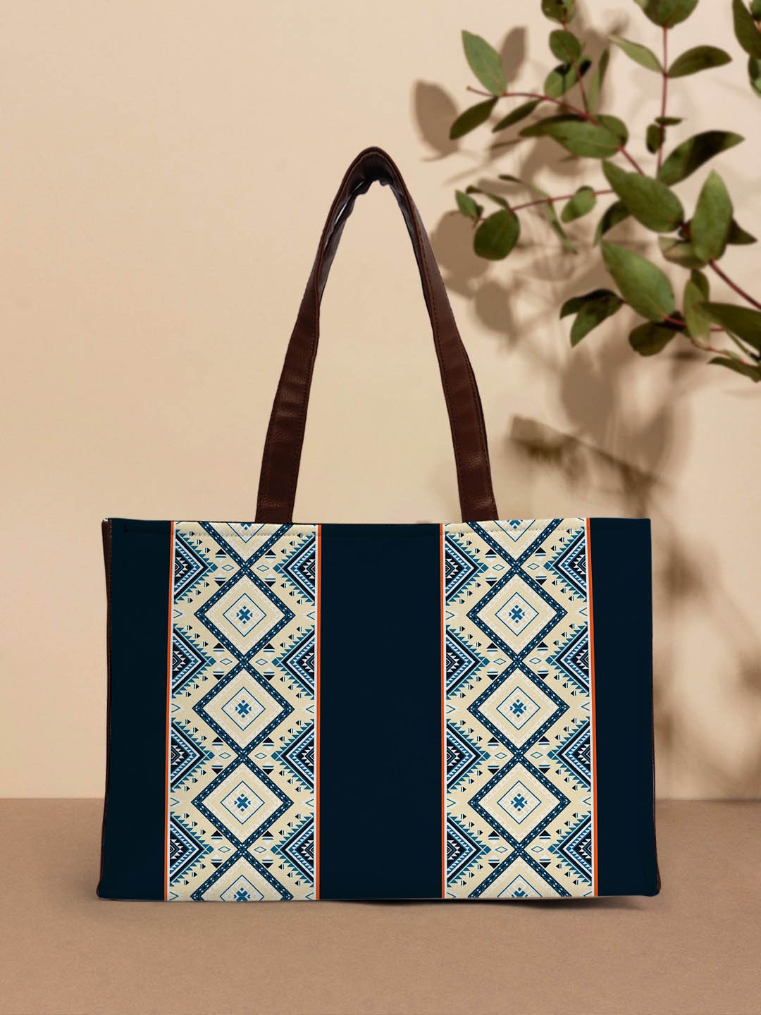 

Crazy Corner Printed Structured Tote Bag, Navy blue