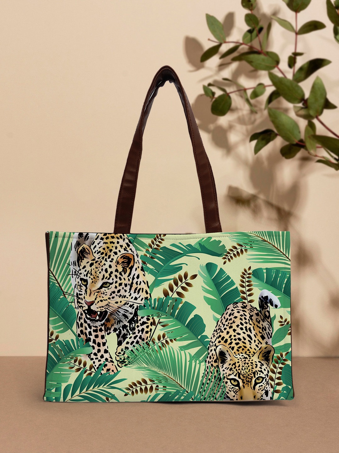 

Crazy Corner Floral Printed Structured Tote Bag, Green