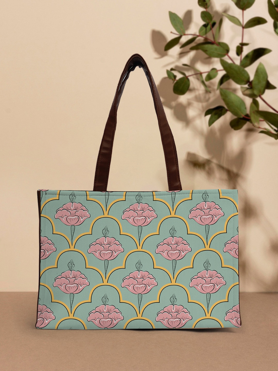 

Crazy Corner Ethnic Motifs Printed Structured Tote Bag, Green