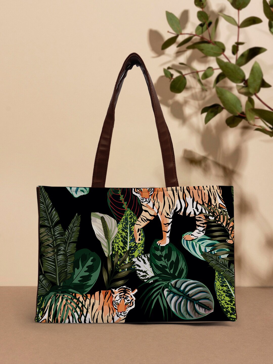

Crazy Corner Graphic Printed Structured Tote Bag, Black