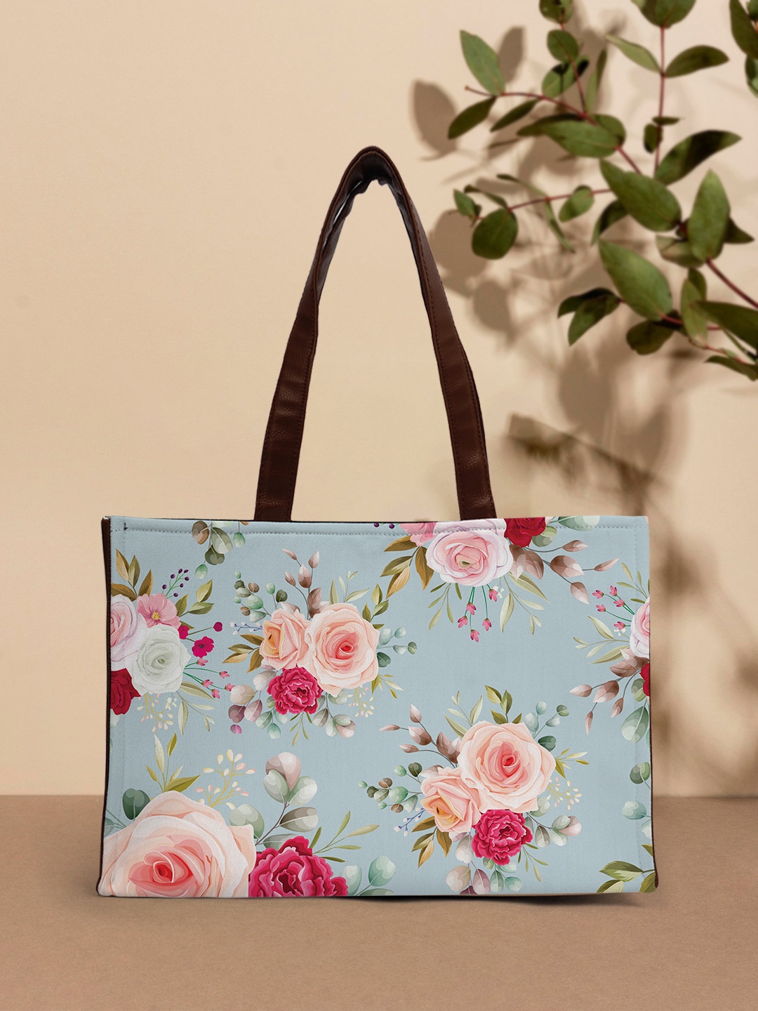 

Crazy Corner Floral Printed Structured Tote Bag, Blue