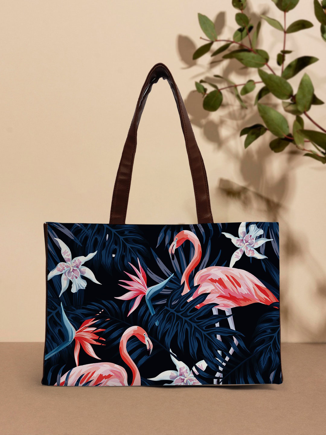 

Crazy Corner Floral Printed Structured Tote Bag, Navy blue