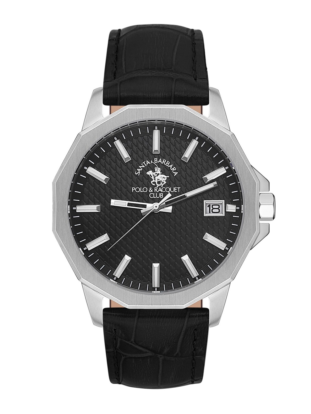 

SANTA BARBARA POLO & RACQUET CLUB Men Leather Textured Straps Analogue Watch SB.1.10475-1, Black