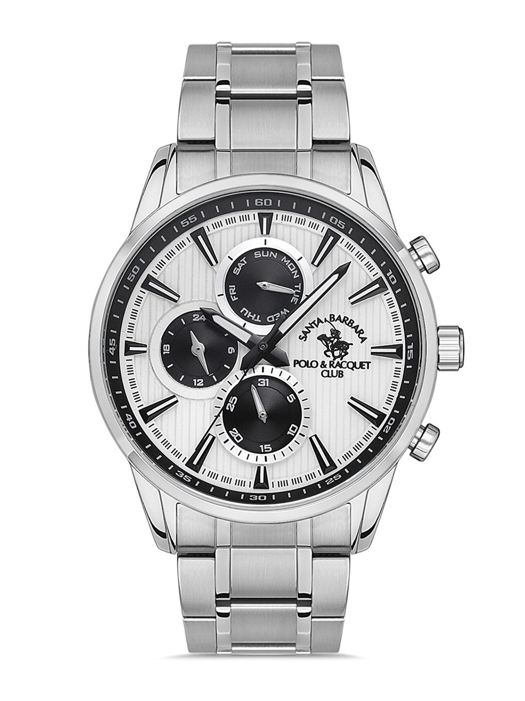 

SANTA BARBARA POLO & RACQUET CLUB Men Stainless Steel Straps Chronograph Analogue Watch, Silver