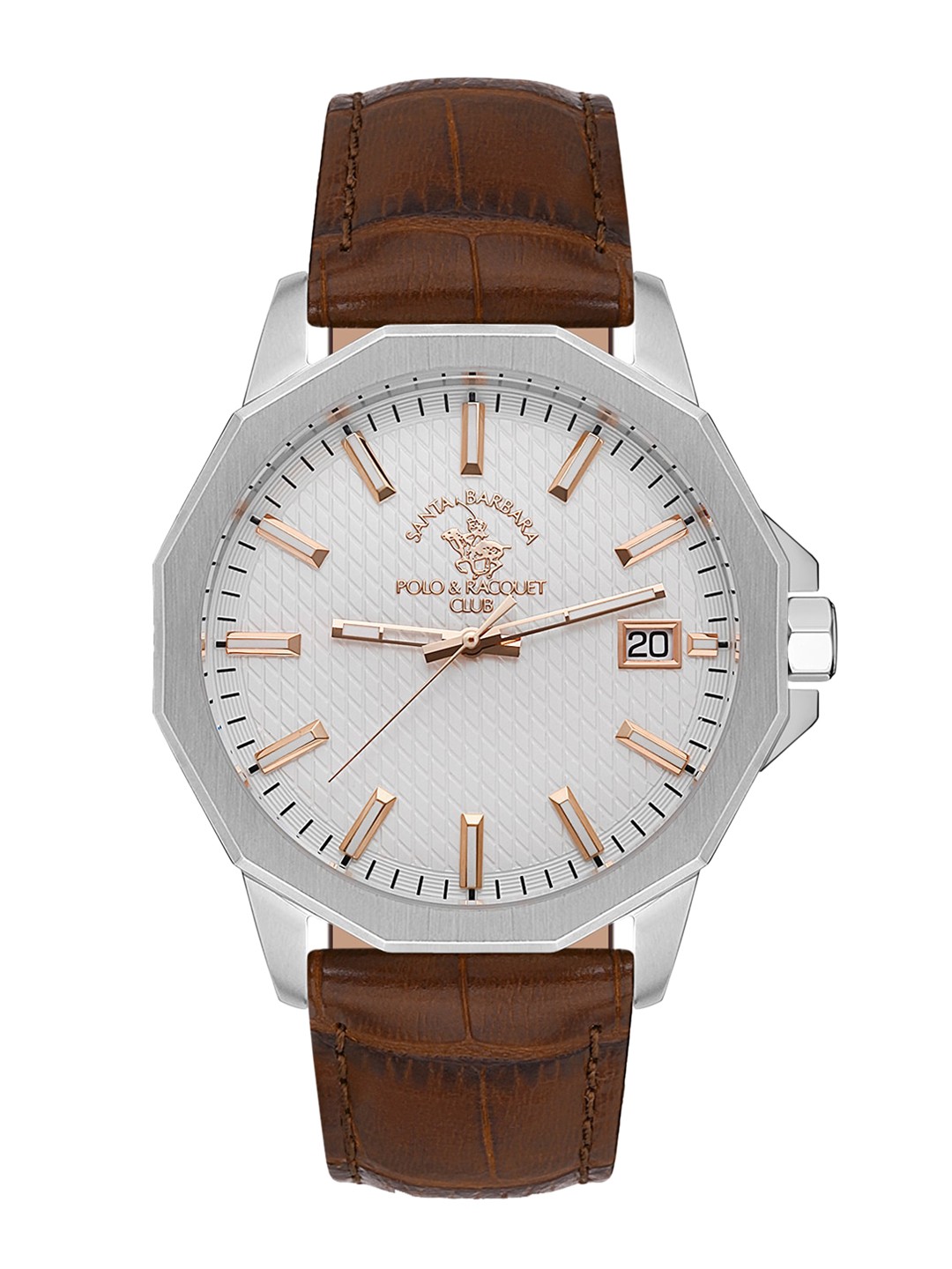 

SANTA BARBARA POLO & RACQUET CLUB Men Leather Straps Analogue Watch SB 1 10475-3, Brown