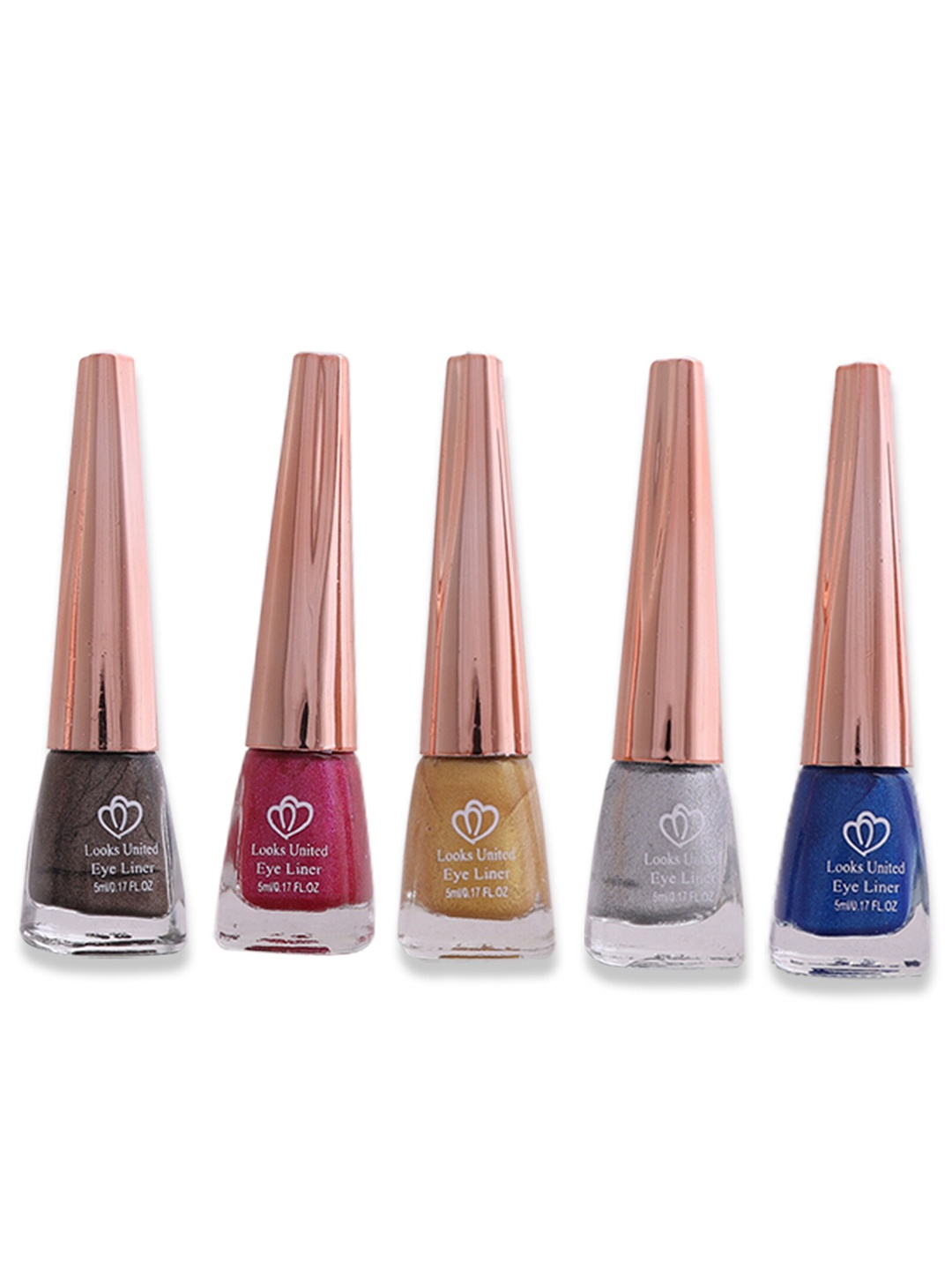 

Looks United Set of 5 New Fashion Long Lasting Metallic Liquid Eyeliners - 5 ml each, Multi