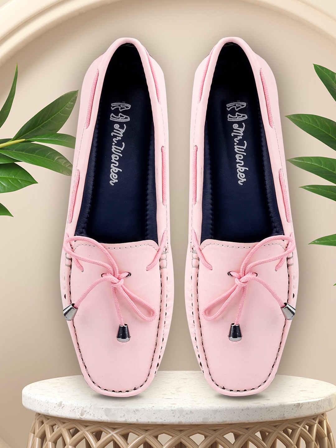 

mr.wonker Women Massage Footbed Comfort Insole Penny Loafers, Pink