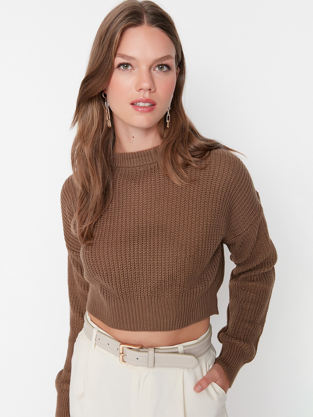 

Trendyol Cable Knit Acrylic Pullover Sweaters, Na