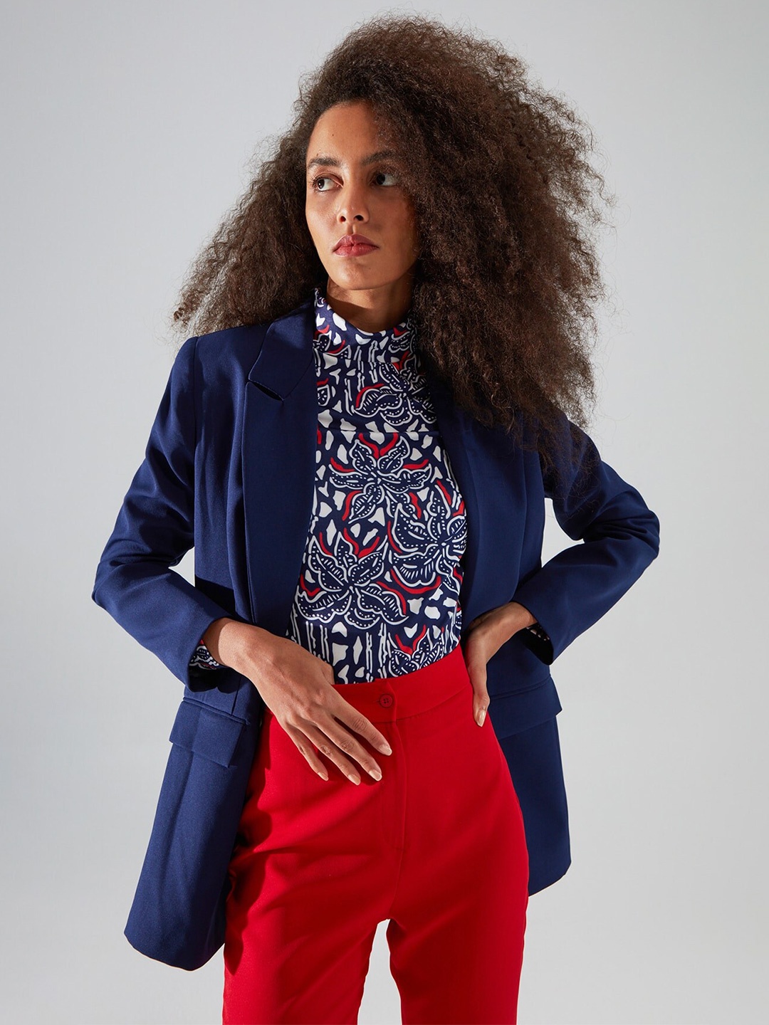 

Trendyol Shawl Collar Front Open Blazer, Blue