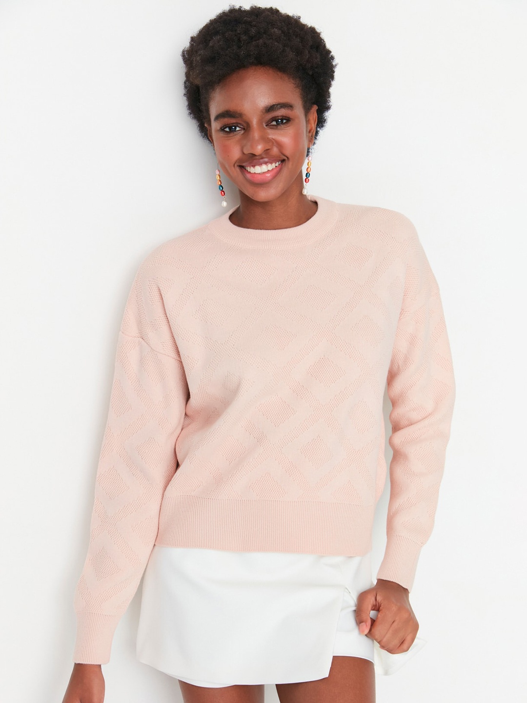 

Trendyol Self Design Round Neck Pullover Sweatshirt, Beige
