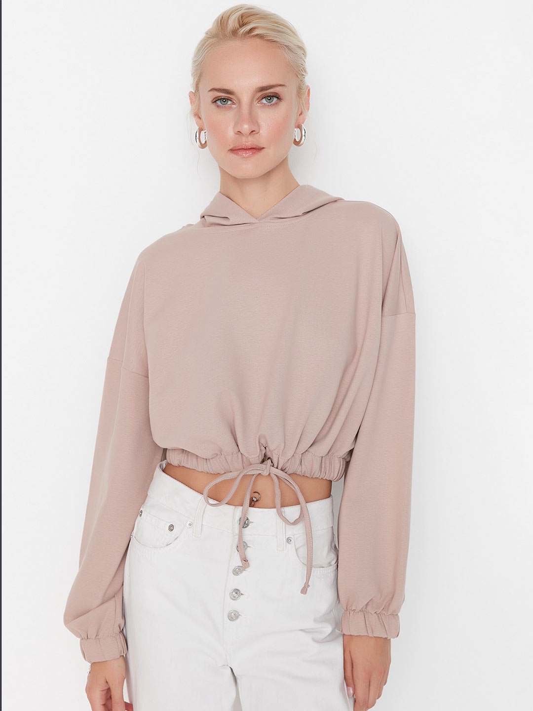 

Trendyol Hooded Crop Sweatshirt, Peach