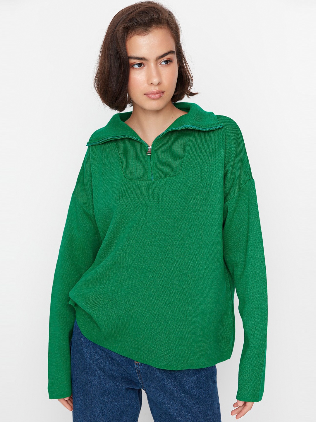 

Trendyol Drop Shoulder Sleeves Acrylic Sweater, Green