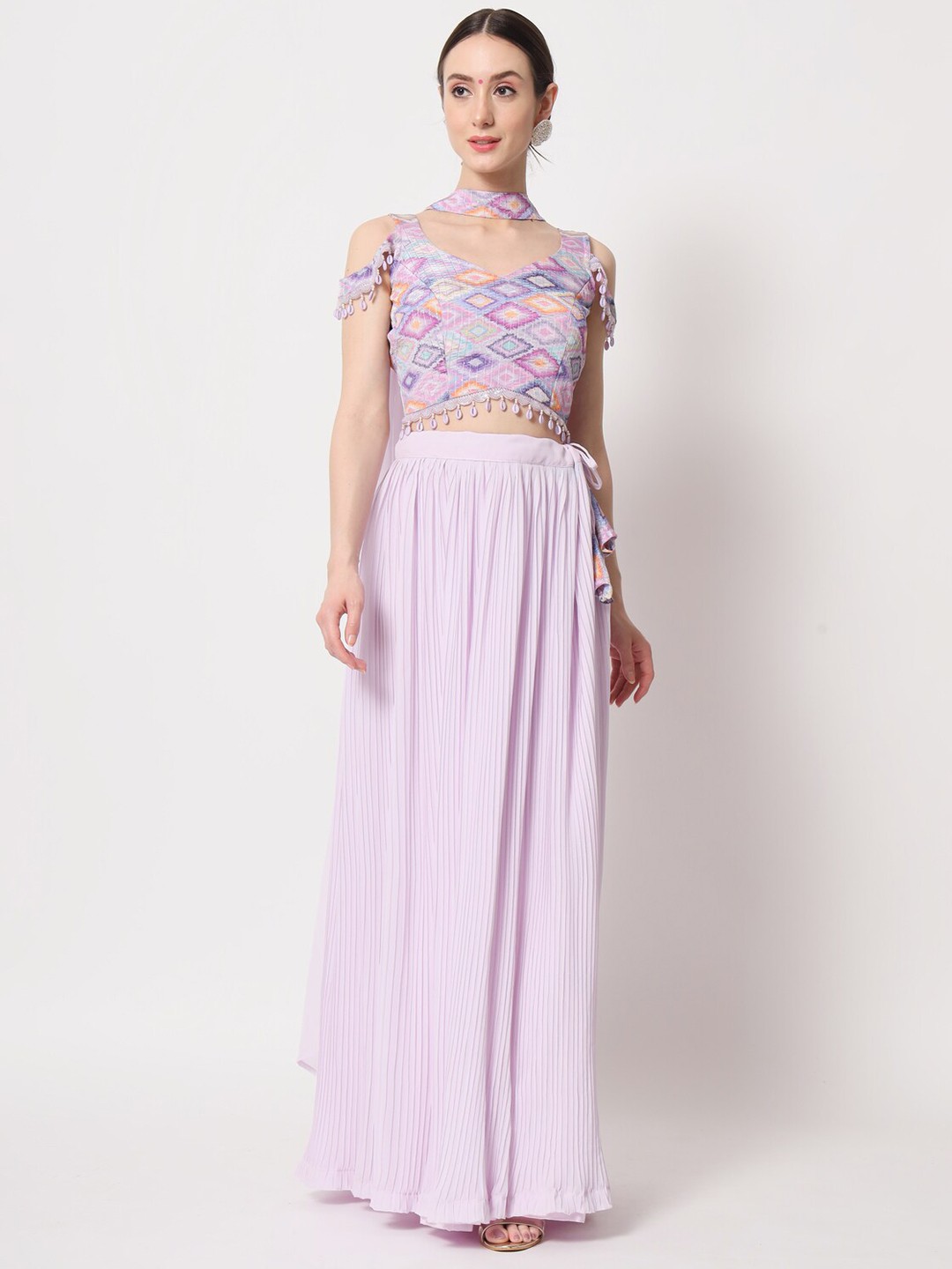 

Exclusiva Printed Semi-Stitched Lehenga & Unstitched Blouse With Dupatta, Lavender